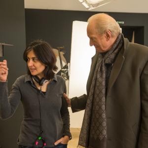 Writer/Director Shamim Sarif on set with Charles Dance