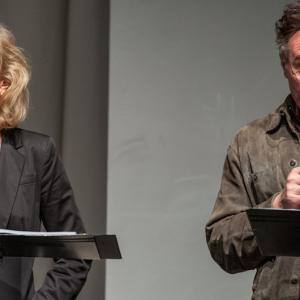 Sean Cullen and Laila Robins in a staged reading of Robert FOR NINA. For The American National Theatre, at New York's Theatre Row, 2012