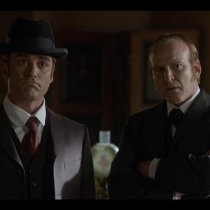 Michael Coady (right) as Herbert Greaves, with Yannick Bisson in Murdoch Mysteries - The Return of Sherlock Holmes
