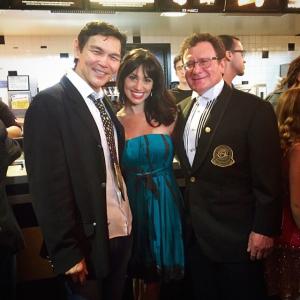 Actress Lisa Catara with martial artist/ actor Don Wilson and producer Dr. Robert Goldman at The Martial Arts Kid premier at the Burbank Film Festival 9-12-15
