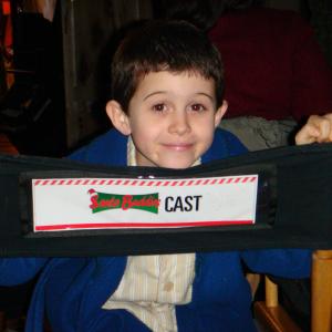 Andrew Astor as Mickey on the set of Santa Buddies