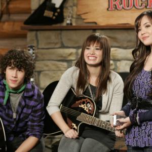 Still of Demi Lovato Anna Maria Perez de Tagle and Nick Jonas in Camp Rock 2008