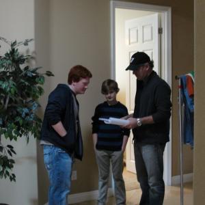 Kendall with Director Michael Feifer and Charlie Stewart in My Dogs Christmas Miracle