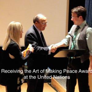 Receiving The Art of Making Peace Award from Ambassador Anruwal Chowdhury at the United Nations 2014 Matthew received this award for his film A Quest For Peace Nonviolence Among Religions 2012