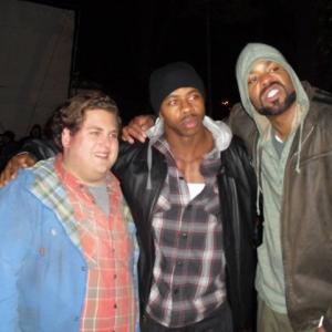 On set of the Sitters with Jonah Hill and Method Man