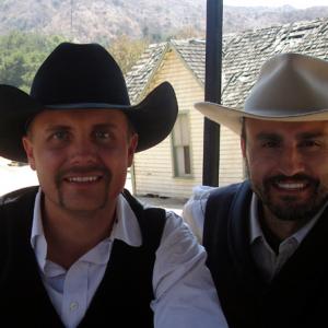 John Rich and Cal Rein on the set of Big  Rich music video Between Raising Hell And Amazing Grace 2009