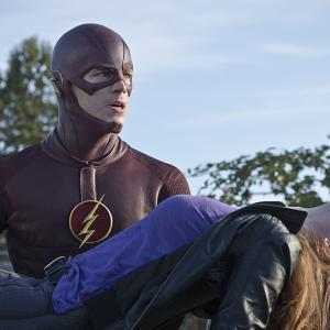 Still of Kelly Frye and Grant Gustin in The Flash 2014