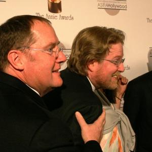 Andrew Stanton, John Lasseter and Jim Morris