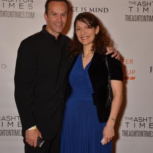At the world premiere of Justice Is Mind on August 18, 2013 in Albany, NY at The Palace Theatre. Director Mark Lund (l) with Robin Ann Rapoport who stars as Margaret Miller.