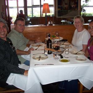 Lunch in Santa Monica, USA: Boris Acosta, Armand Mastroianni (The Celestine Prophecy), Bridget Burkes (Lord of the Rings) and Dalia Hernandez (Apocalipto)