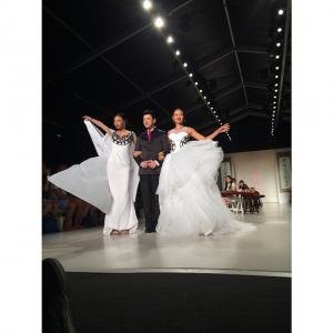Angel Pai with designer, Malan Breton at Mercedes Benz NY fashion week at Lincoln Center