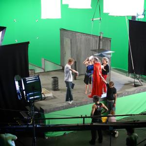 Director Martin Busker shooting VFX Footage for Hllenritt in 2008 with actors Jockel Tschiersch and Leonie Kienzle