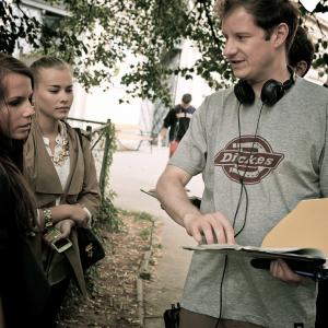 Shooting Sturmfrei  Season 3 in Prague Director Martin Busker with actresses Fanni Pantfrder and Milena Tscharntke