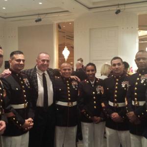 1st Marine Division Awards dinner, Tom Fick (R) Don Courtney (C) and Bradley Hirou (L) 5-08-2014