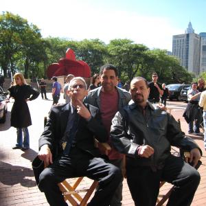 Richard Belzer, Millard Darden and Ice-T on set of Law & Order: SVU September 21, 2009