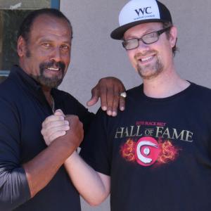 Matt Sconce with Fred Williamson on the set of Victory By Submission