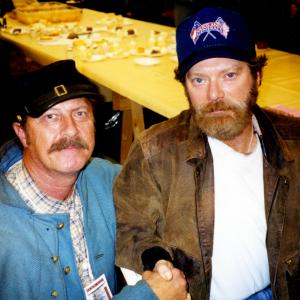 Tom Thompson and Stephen Lang on the set of 