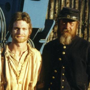 Jarrod Emick and Tom Thompson on the set of Andersonville
