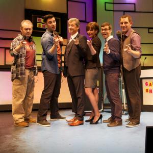 Sweeney MacArthur, Andrew Cohen, Charles Shaughnessy, Chantal Perron, Scott Olynek, Peter Mikhail, Gameshow, StageWest Theatre, Toronto.
