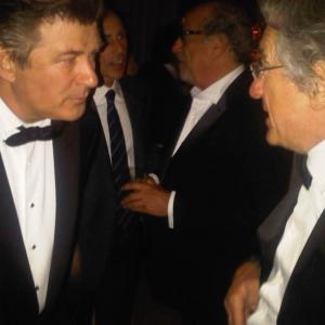 Caroline Kinsolving with Robert DeNiro and Alec Baldwin at the Golden Globe after party