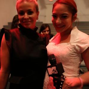 MTV AsiaChina VJ Nadia Hatta interviews Carmen Electra at NYCFWSS 2013 Vivienne Tam Fashion Show