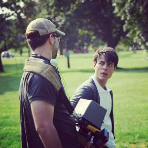 Rob Gorrie with director Joe Castelo on set of The Preppie Connection
