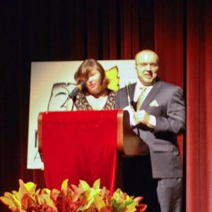 Daniel and Kate Guyton present awards at the Metropolitan Atlanta Theatre awards