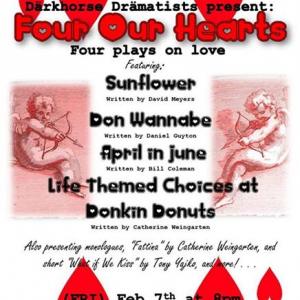 Darkhorse Dramatists' Four Our Hearts poster, featuring Don Wannabe by Daniel Guyton