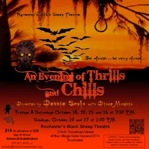 An Evening of Thrills and Chills by the Black Sheep Theatre, featuring two plays by Daniel Guyton