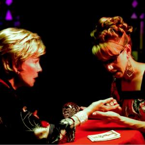 Kelly Erin Decker with Lisa Blake Richards on the set of Madame LaSoeur.