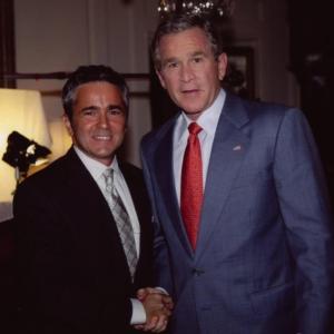 Emil Gallina, interviewing PRes. George W. Bush. The White House, 2005.