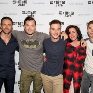 LR Actors Dylan Bruce Kristian Bruun Ari Millen and Jordan Gavaris attend day 3 of the WIRED Cafe  Comic Con at Omni Hotel on July 26 2014 in San Diego California