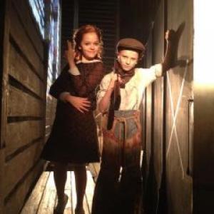 Talon Ackerman as Young Clyde Barrow in the Broadway Production of Bonnie & Clyde (With Kelsey Fowler as Young Bonnie)
