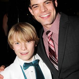 Talon Ackerman with Jeremey Jordan at the Opening night party for Bonnie & Clyde
