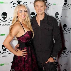 Recording Artist and Actress Aria Johnson with Actor Luke Tipple at the Animal Planet Premier.