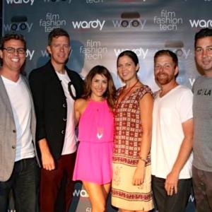 Brian Toone, Chris Palmer, Actress Adrieanne Perez, Designer E.B. Brooks, Andy Bond and Matthew Krentz Actress Adrieanne Perez Wardy Event at Sadie Lounge in Los Angeles, CA 2015