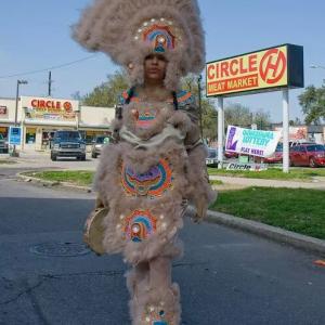 Mardi Gras Day New Orleans LA Big Queen Yellow Pocahontas Gina Montana