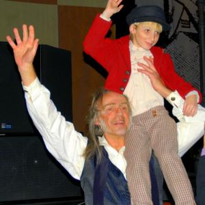 A Christmas Carol Stage Production  The Kodak Theatre Hollywood Nickyas Tiny Tim and actor Christopher Lloydas Scrooge December 2008