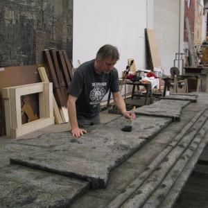 Chris working on the set of The Pirates of Penzance designed by Anna Louizos for the Stratford Festival