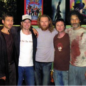 L to R Andy Whitfield Matt Hylton Todd Shane Abbess Peter Holland and Harry Pavlidis on location for Gabriel