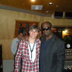 Sam Stone and Producer Andrew Lane working together on the making of Japan relief music video If the Earth Could Only Speak Glenwood Studios Burbank ChildFund InternationalKids Helping Kids April 2011