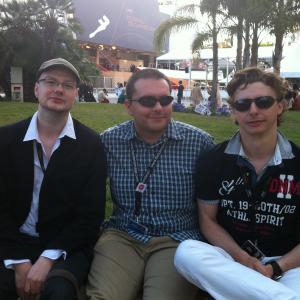 Andreas Cyrenius with producer Dominik Mietelka and director Martin Bargiel at the Festival de Cannes 2011