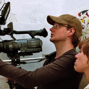 Andreas Cyrenius as DOP with director Judith Lomba shooting her short Painting Bastard.