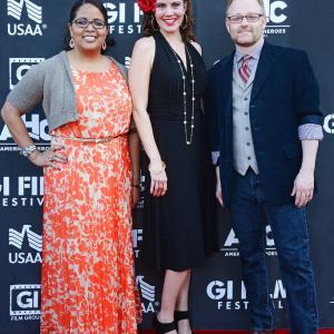 Red Carpet GI Film Festival L to R Major Laura Law Filmmaker Karen Weza and Brandon L Millett