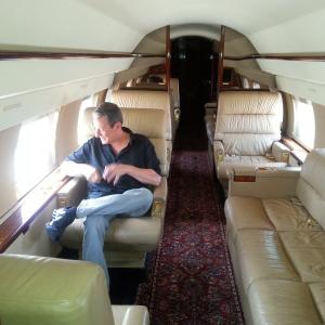 Aboard the company Gulfstream GIII Jet