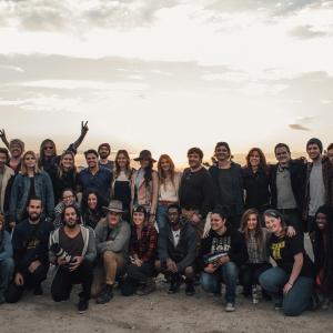 Director Ashley Avis with cast and crew, day 3 of Deserted.