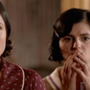 Alicia Pavlis in ABCs Miss Fishers Murder Mysteries with Jane Harber left