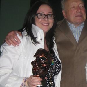 Elisabeth Fies with mentor Robin Hardy at The Bram Stoker International Film Festival where her feature THE COMMUNE won Best International Feature FIlm.