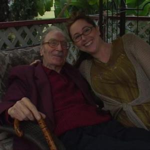Elisabeth Fies with legend Forry Ackerman who made up a poem in Esperanza about her