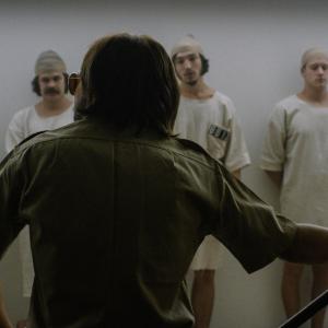 Still of Michael Angarano, Chris Sheffield, Brett Davern, Johnny Simmons, Logan Miller, Ezra Miller, Jesse Carere and Tye Sheridan in The Stanford Prison Experiment (2015)
